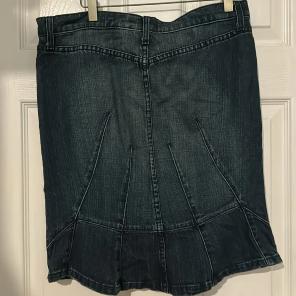 Vintage Y2K Juicy Couture Blue Denim Skirt With‎ Ruffle Size Large